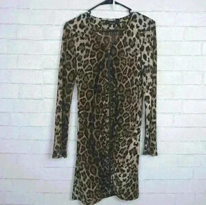 P Luca Milano Leopard Rouched Zip Up Dress A49